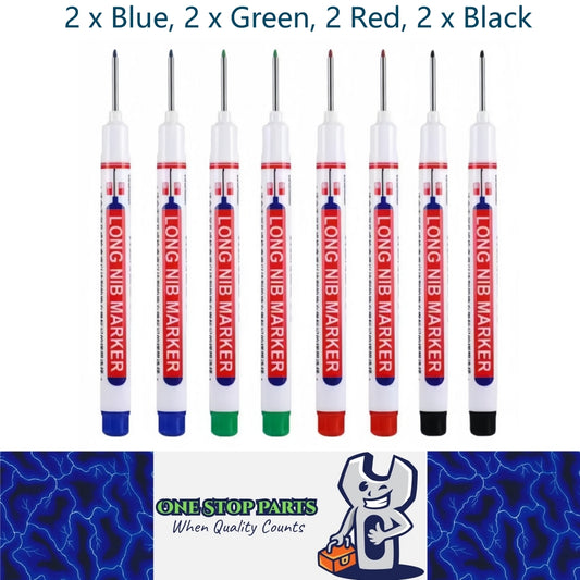 8pcs Mix 20mm Deep Hole Marker Pens 2xBlue/Green/Red/Black Long Tip Nib Markers