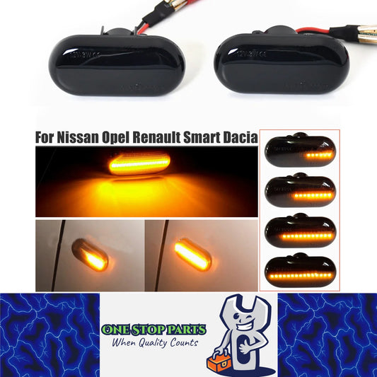 2 x Dynamic LED Side Marker Lights Turn Signal Lamps for Nissan Renault Opel