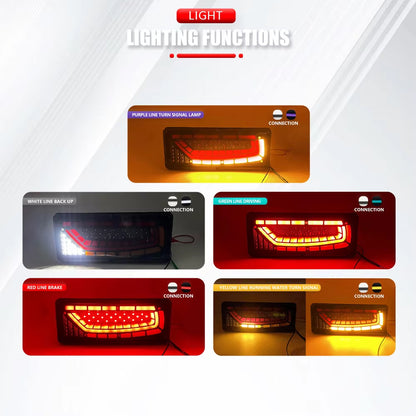 2 x Dynamic LED Truck Lights 12V-24V Stop Tail Indicator Lamps for Trailer Lorry