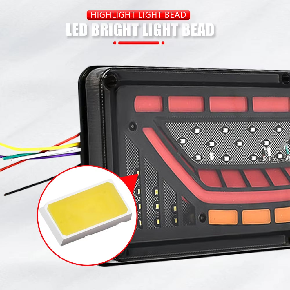 2 x Dynamic LED Truck Lights 12V-24V Stop Tail Indicator Lamps for Trailer Lorry