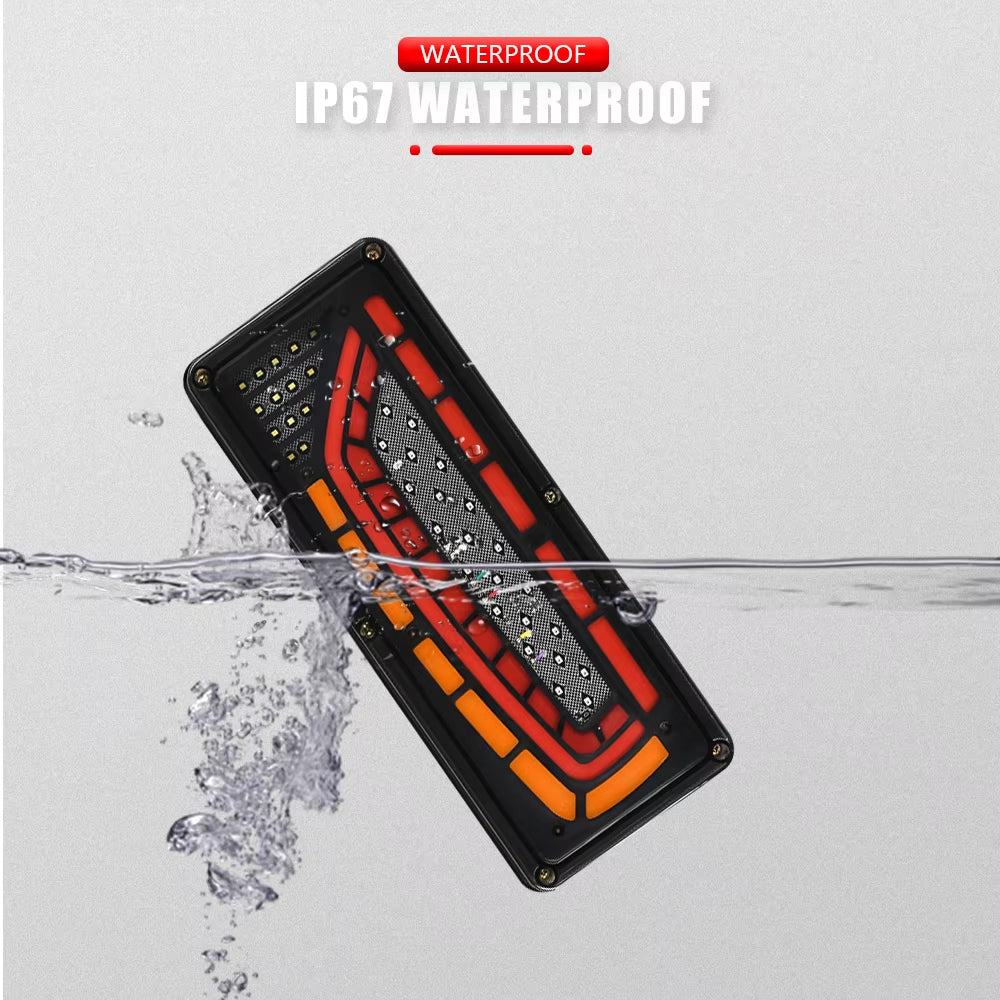 2 x Dynamic LED Truck Lights 12V-24V Stop Tail Indicator Lamps for Trailer Lorry