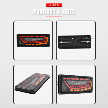 2 x Dynamic LED Truck Lights 12V-24V Stop Tail Indicator Lamps for Trailer Lorry