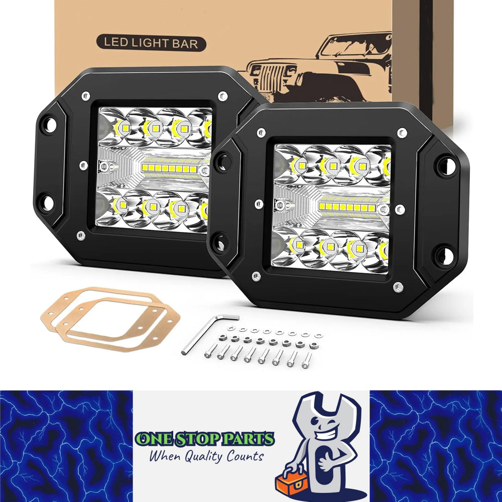 2 x Flush Mount White LED Light Bar 36W 127x91mm Flood Spot Combo LED Work Light