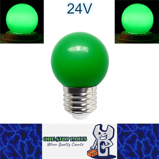 Green 24V E27 1W LED Bubble Globe Frosted Green Lens LED Bulb ideal for sign