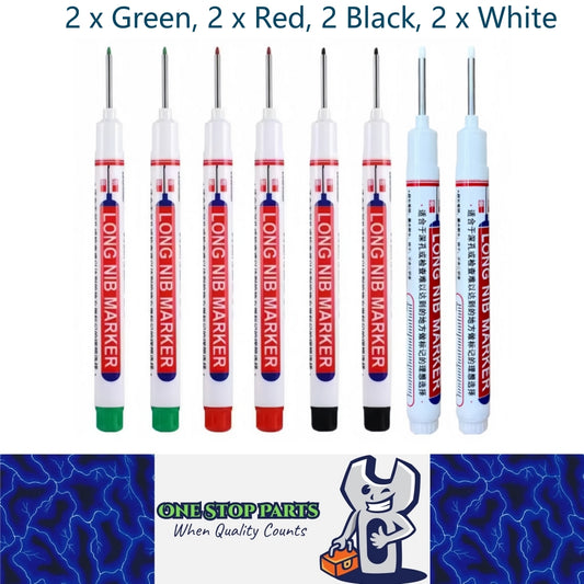 8pcs Mix 20mm Deep Hole Marker Pens 2xGreen/Red/Black/White Long Tip Nib Marker
