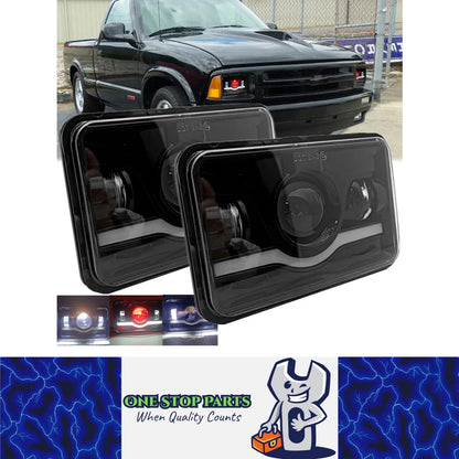 2 x Led Headlight 104x157mm High/Low Beam & Red DRL for H4656/H4651/H4652/H4666