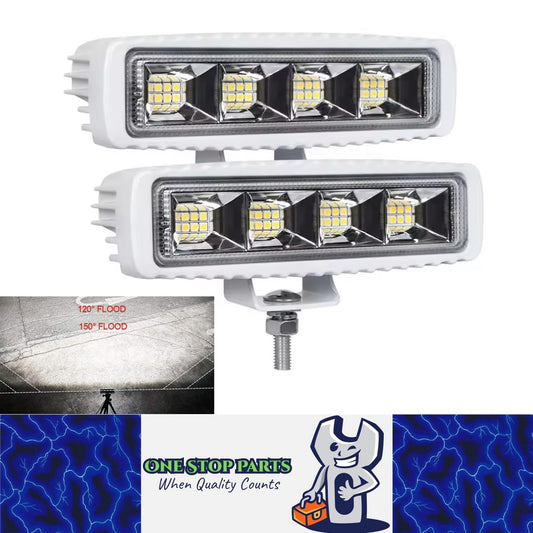 2 x LED Work Lights 72W 160 x 43mm 12V-24V 6000K Flood Beam LED Car Boat Lights