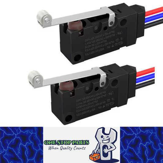 2 x Micro Limit Switch with Roller Lever 5A 30V SPDT 3 Pin PreWired Micro Switch