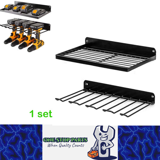 2 x Power Tool Wall Mount Holder Heavy Duty Pegboard Wall Storage Rack Tool Set