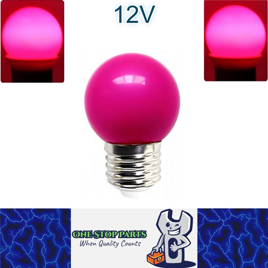 Purple/Pink 12V E27 1W LED Bubble Globe Frosted Lens LED Bulb ideal for sign
