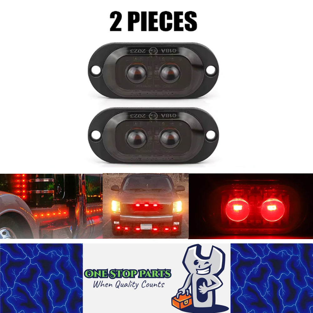 2 x Red LED Rear Marker Lamps 2LED 12V-24V Multivolt LED Rear Marker Lights