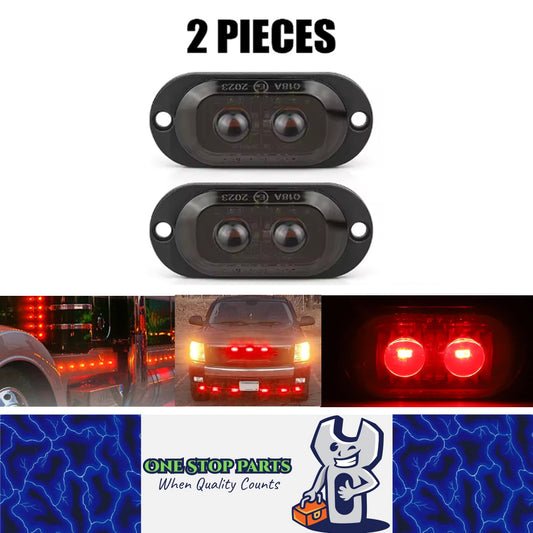 2 x Red LED Rear Marker Lamps 2LED 12V-24V Multivolt LED Rear Marker Lights