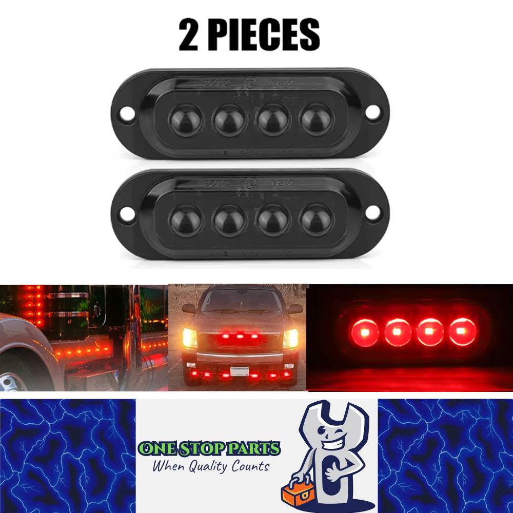 2 x Red LED Rear Marker Lamps 4LED 12V-24V Multivolt LED Rear Marker Lights