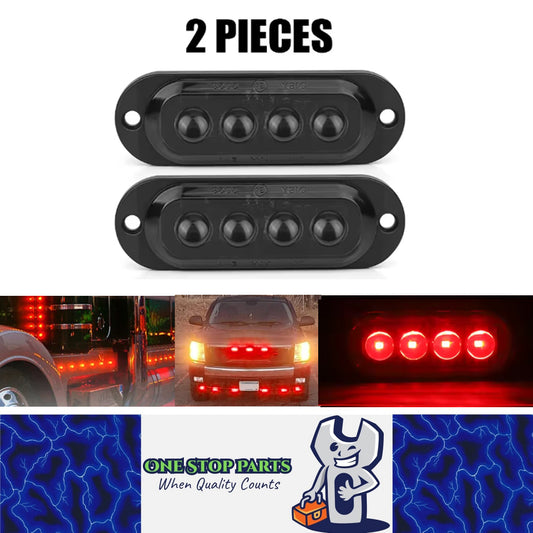 2 x Red LED Rear Marker Lamps 4LED 12V-24V Multivolt LED Rear Marker Lights