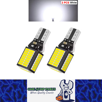 2 x T15 White LED 54x4014smd 12v-24v Multivolt Canbus LEDs White Super Bright