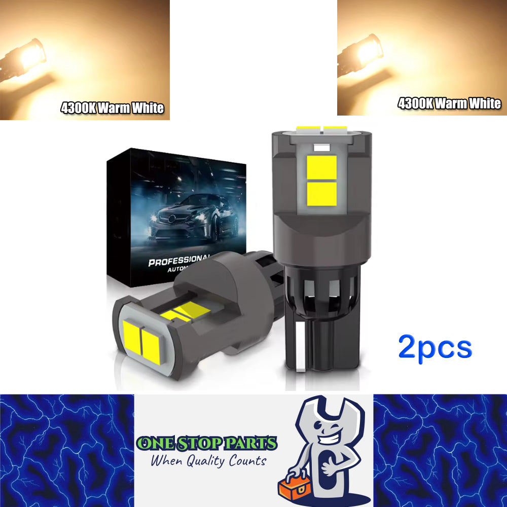 2pcs T10 Warm White Ultra Bright 6SMD 3080 Canbus LED Bulb 194 W5W T10 LED Globe