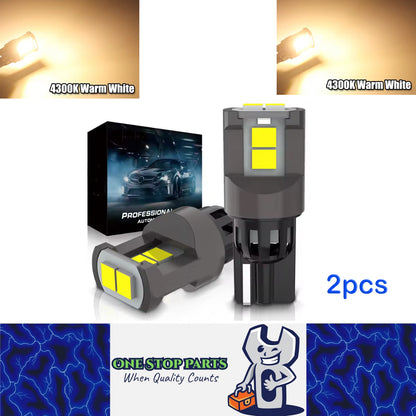 2pcs T10 Warm White Ultra Bright 6SMD 3080 Canbus LED Bulb 194 W5W T10 LED Globe