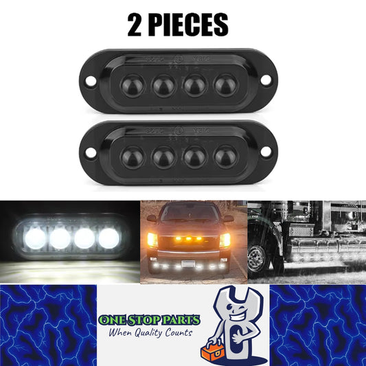 2 x White LED Front Marker Lamps 4LED 12V-24V Multivolt LED Front Marker Lights