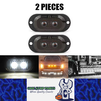 2 x White LED Front Marker Lamps 2LED 12V-24V Multivolt LED Front Marker Lights