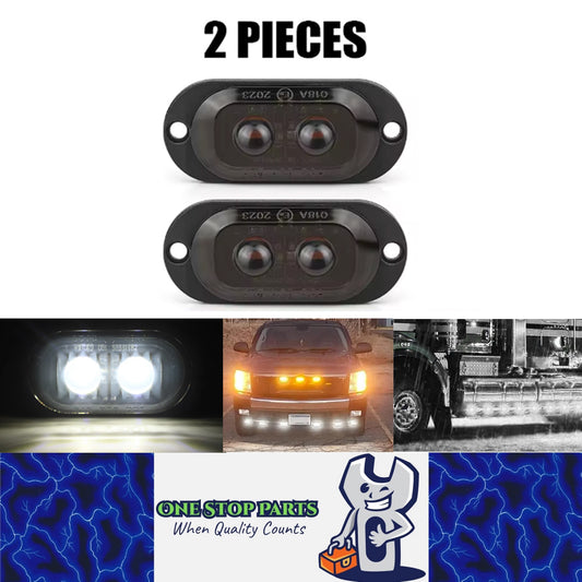 2 x White LED Front Marker Lamps 2LED 12V-24V Multivolt LED Front Marker Lights