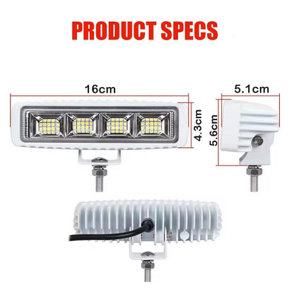 2 x LED Work Lights 72W 160 x 43mm 12V-24V 6000K Flood Beam LED Car Boat Lights