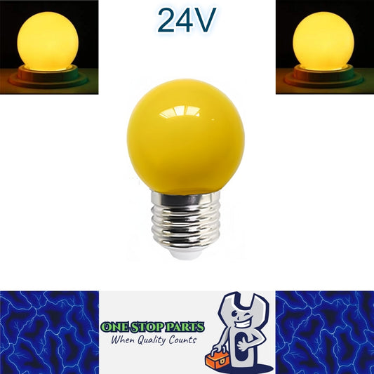 Yellow 24V E27 1W LED Bubble Globe Frosted Lens LED Bulb ideal for sign