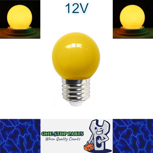 Yellow 12V E27 1W LED Bubble Globe Frosted Lens LED Bulb ideal for sign