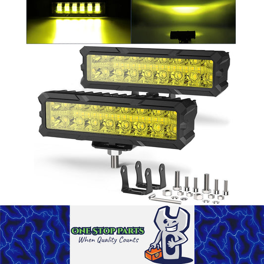 2 x Yellow LED Work Light 50W 155x43mm 12-24V Spot Flood Beam LED Car Boat Light