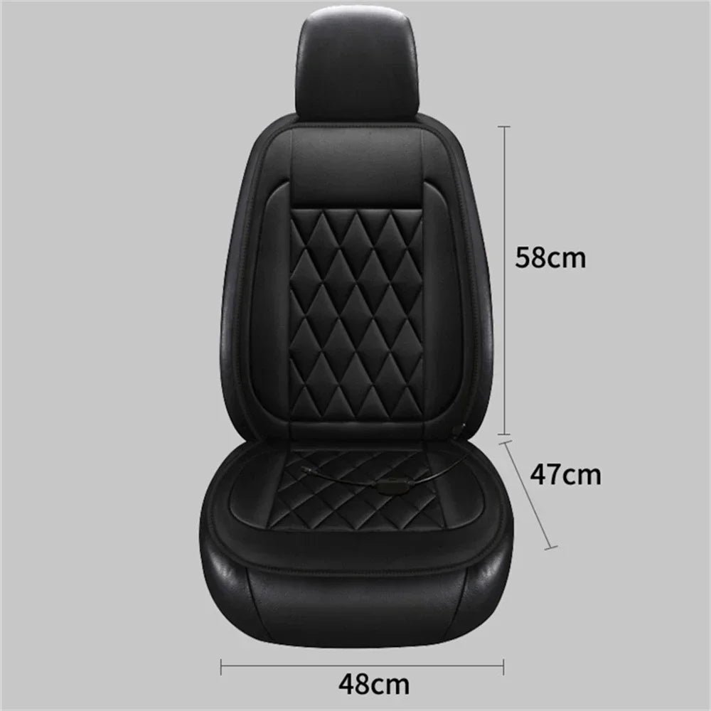 2pcs Grey Heated Car Seat Cushions 12V Car Heated Seat Covers Heating Cushions