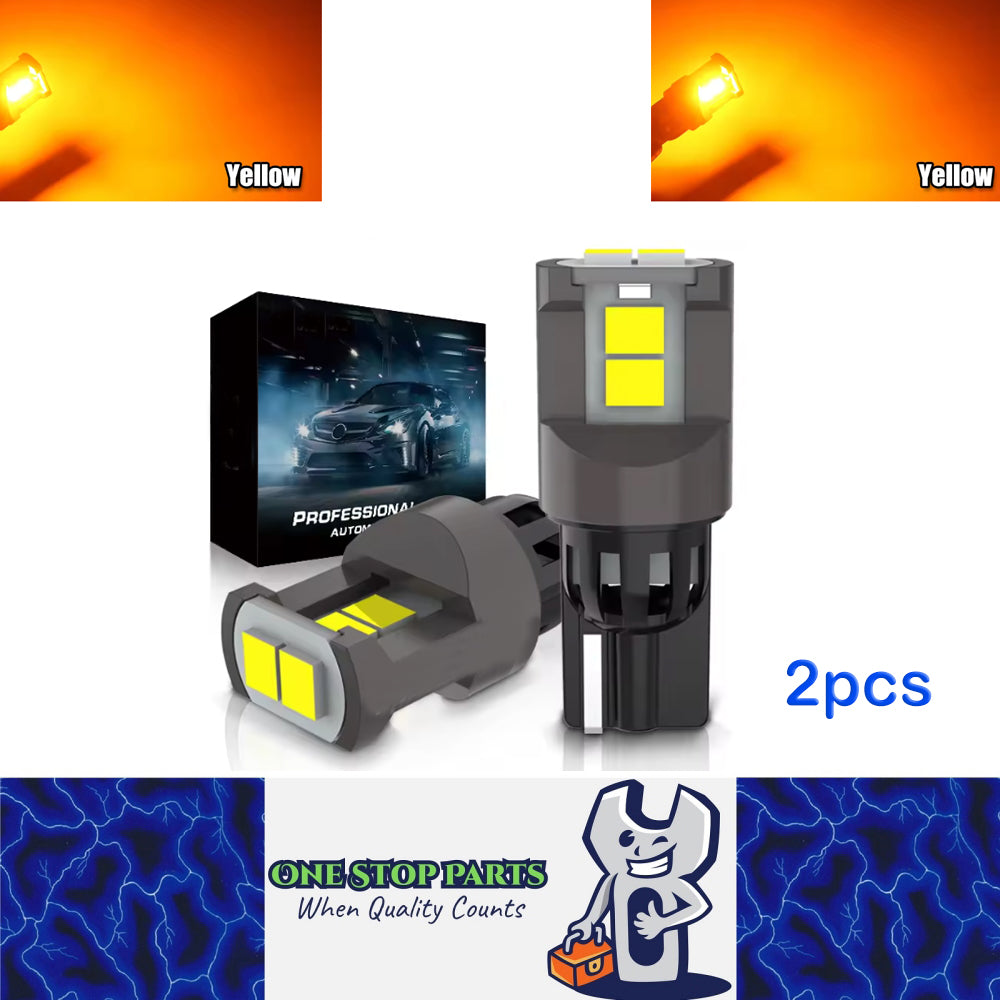 2pcs T10 Yellow Ultra Bright 6SMD 3080 Canbus LED Bulbs 194 W5W T10 LED Globes