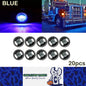 20 x Blue Round 1.91CM LED Side Marker Lamps 3LED 12V LED Signal Indicator Light