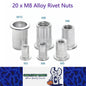 20 x M8 Aluminium Alloy Rivet Nuts- 15mm Wide x 18mm Long Suits 11mm Hole 20pcs