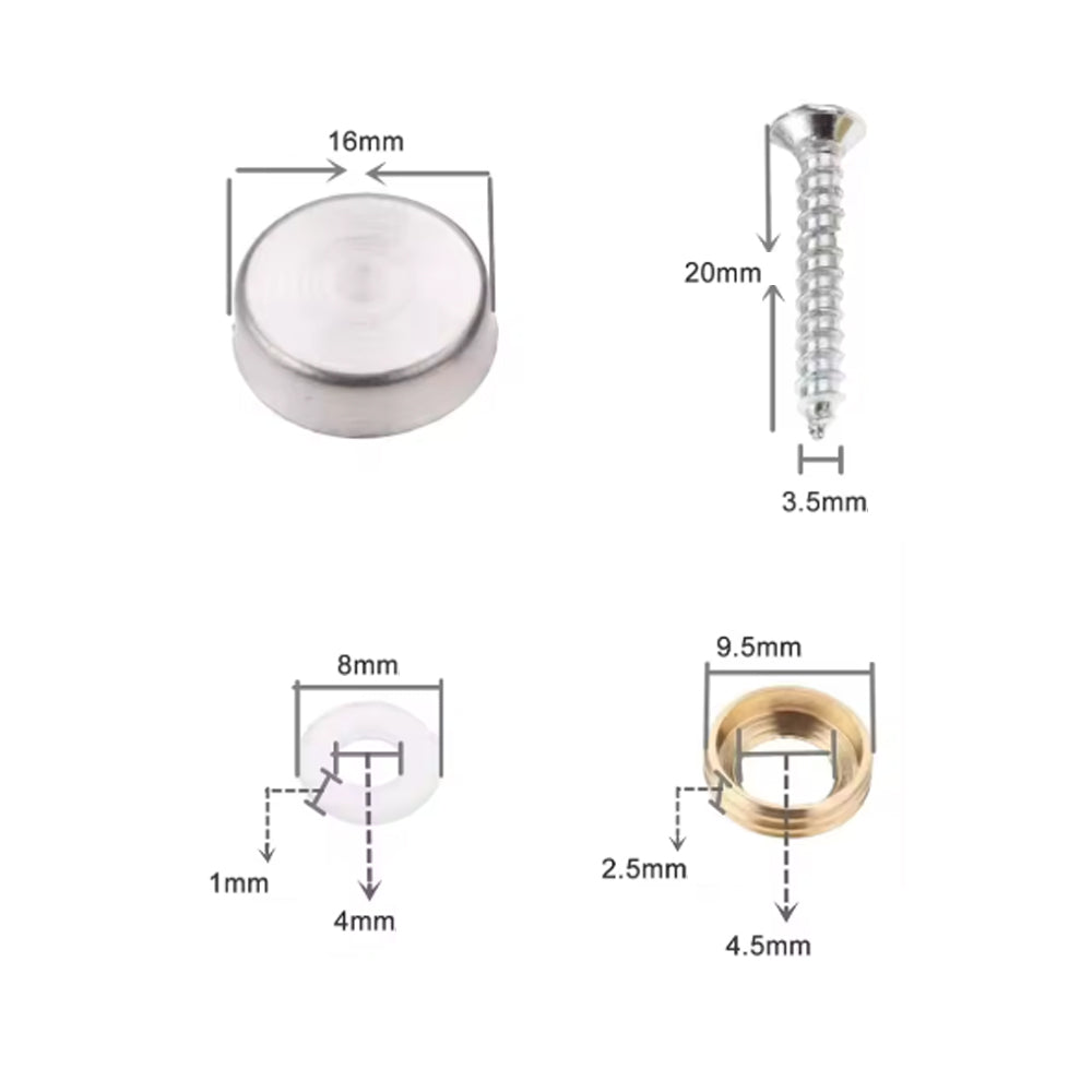 20 x Stainless 16mm screw cap Fixings Screw Covers 20pcs Silver Caps