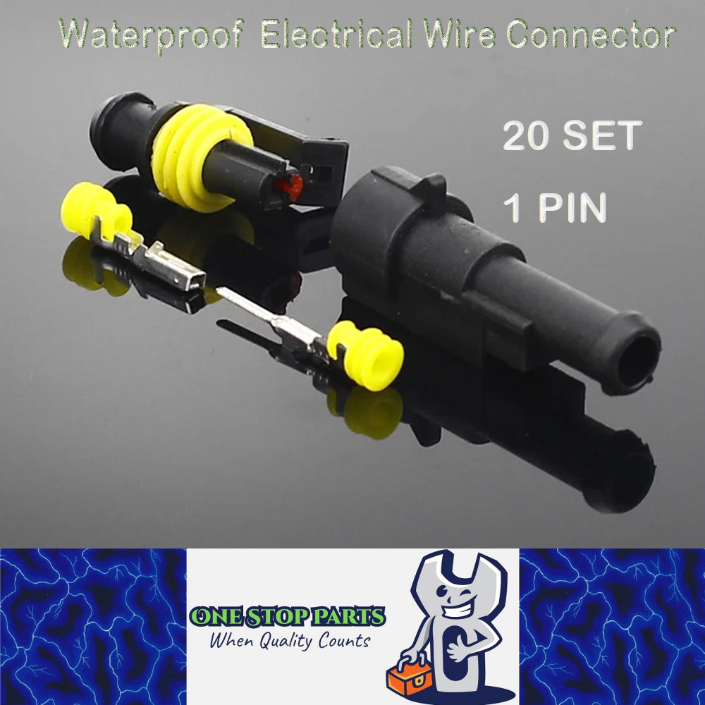 20 Sets 1 Pin Way AMP Waterproof Connector Car Electrical Wire Connectors Plugs