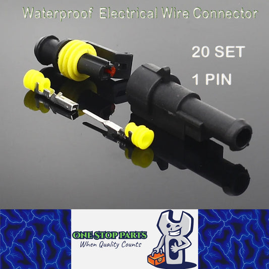 20 Sets 1 Pin Way AMP Waterproof Connector Car Electrical Wire Connectors Plugs