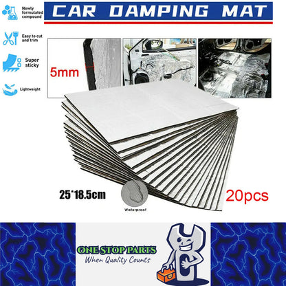 20 sheets 250mm x 180mm x 5mm Sound deadner heat insulator sticky mat
