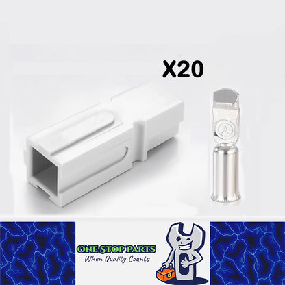 20 x 180A White Anderson Style Single Pin 30Amp Connector White Single Terminal