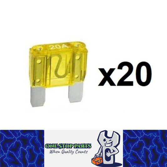 20 x YELLOW 20 AMP MAXI BLADE FUSES 20A 20PCS FREE DELIVERY BULK BUY