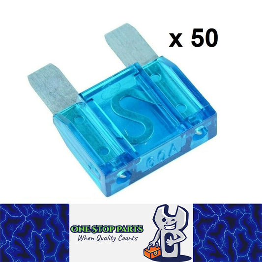 50 x BLUE 60 AMP MAXI BLADE FUSES 60AMP 10PCS FREE DELIVERY BULK BUY