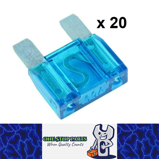 20 x BLUE 60 AMP MAXI BLADE FUSES 60AMP 10PCS FREE DELIVERY BULK BUY