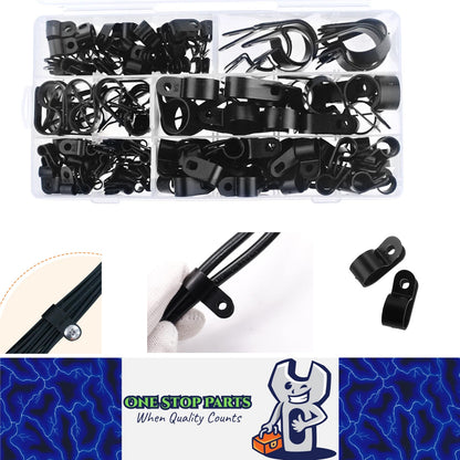 200pc Box Nylon Cable Clamp Plastic P Clips Fasteners Cable Mounts