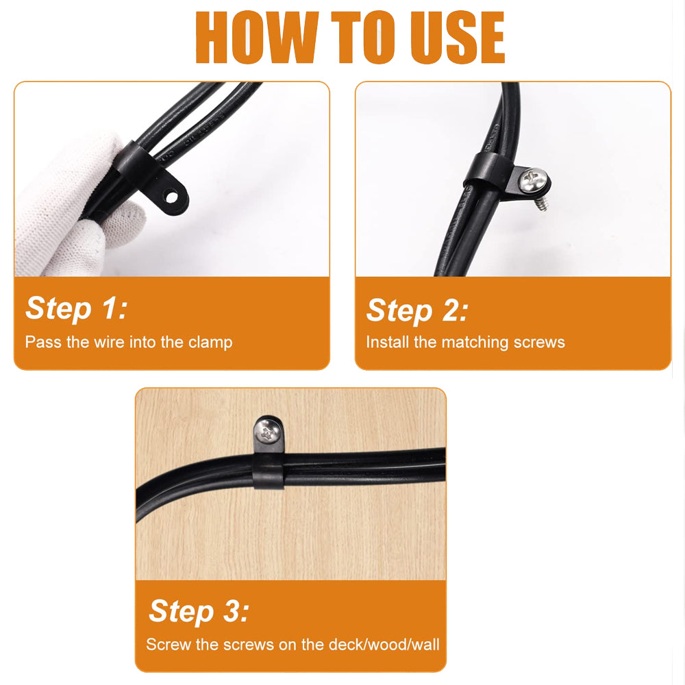 200pc Box Nylon Cable Clamp Plastic P Clips Fasteners Cable Mounts