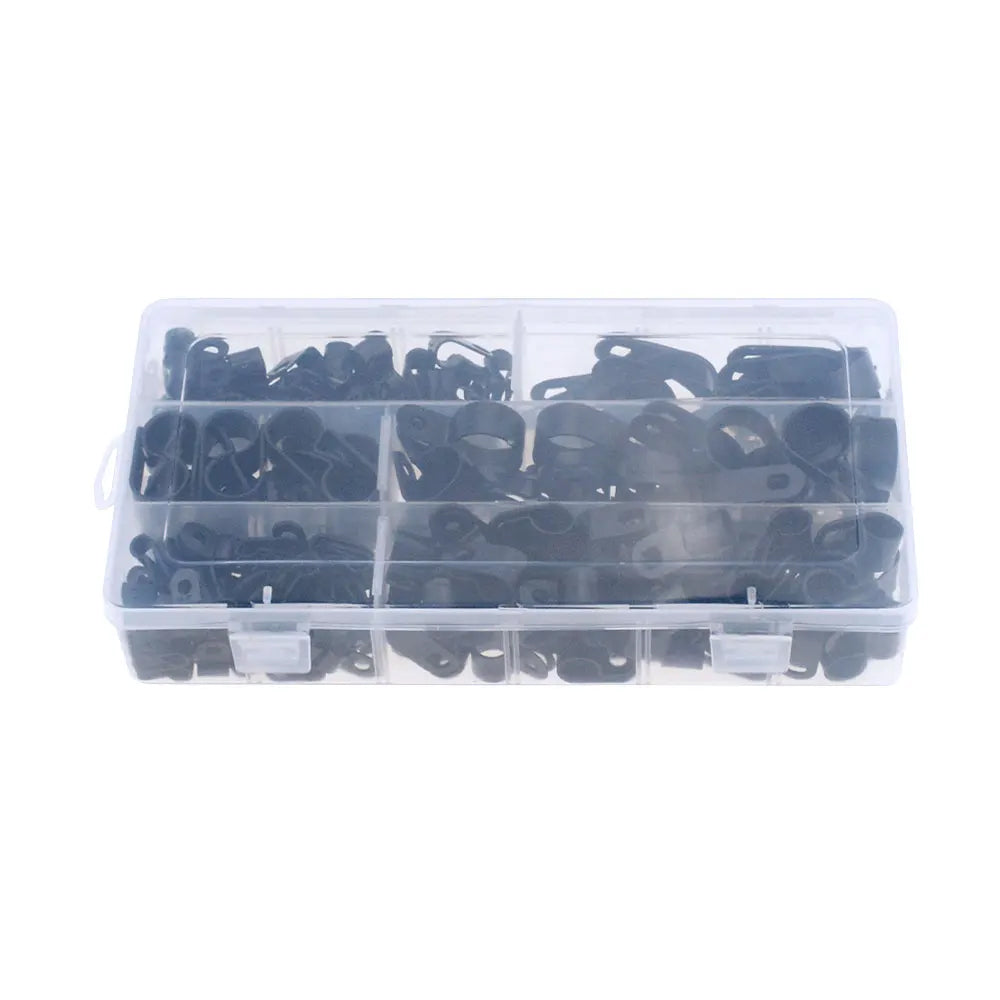 200pc Box Nylon Cable Clamp Plastic P Clips Fasteners Cable Mounts