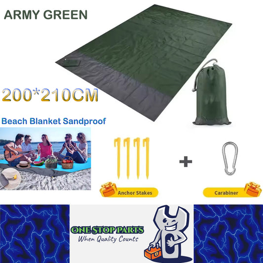 ArmyGreen 200x210CM Beach Blanket  Camping Mat Blanket Waterproof Picnic Blanket