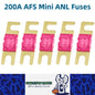 5 x 200A AFS Mini ANL Fuses 32V 200 Amp fuses Car Truck Boat Stereo Audio Fuses