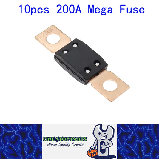 10 x 200A Mega Fuses ANM 200Amp Fuses 68mmx16mm (Hole centres 51mm) 10pcs