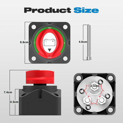 200A Battery Disconnect Switch 3 Position 1-2-Both-Off 12-48V RV Car Boat Marine