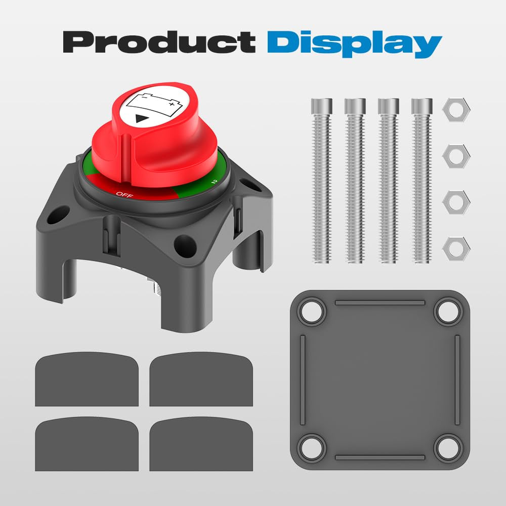 200A Battery Disconnect Switch 3 Position 1-2-Both-Off 12-48V RV Car Boat Marine