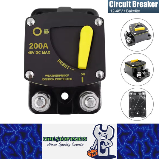 Heavy Duty Marine 12v-48v 200A Manual Reset Circuit Breaker Ideal for Boat Yatch