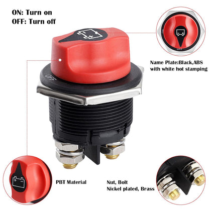 12V-24V 200Amp Heavy Duty Isolator Switch 35mm for Cars Boats 4wd Truck Caravan